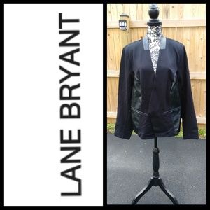 LANE BRYANT Ponte faux leather/fabric blazer